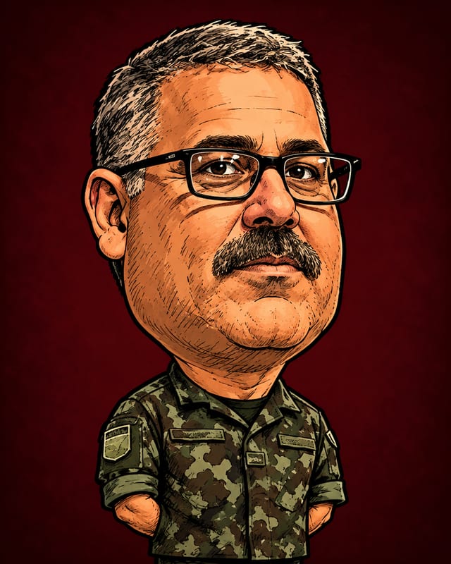 Caricatura de Bernardo Romão Corrêa Netto gerada por IA (não é fotografia)
