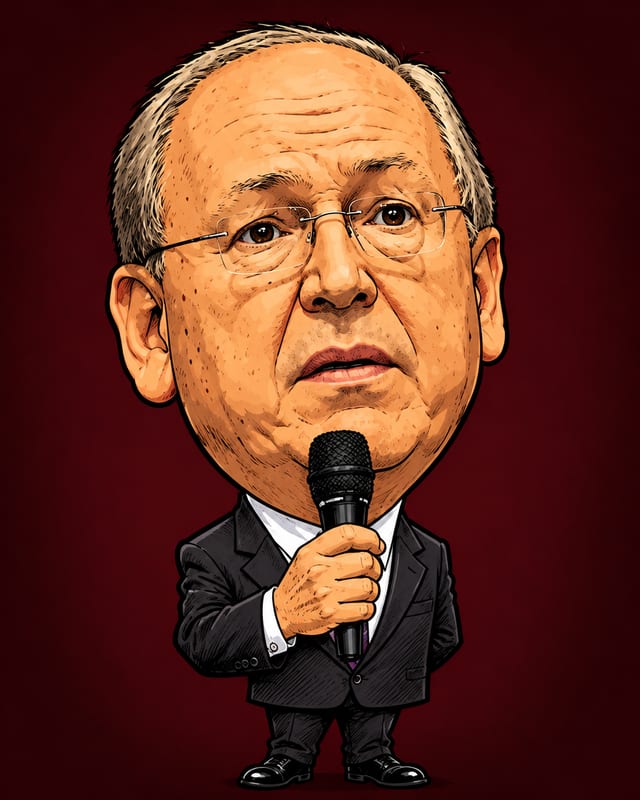 Caricatura de Carlos Cesar Moretzsohn Rocha gerada por IA (não é fotografia)