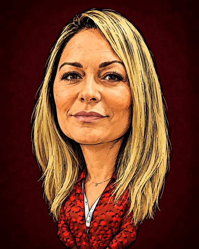 Caricatura de Célia Serrano da Silva gerada por IA (não é fotografia)