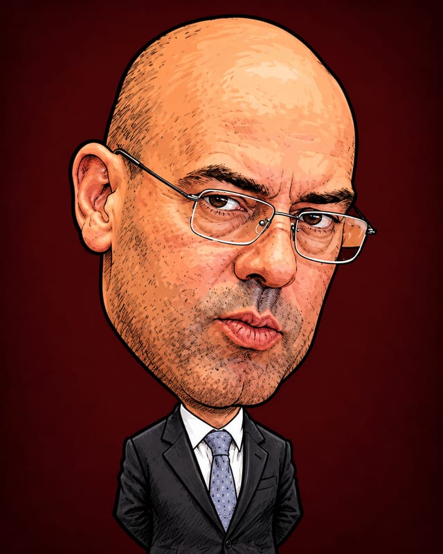 Caricatura de Fernando de Sousa Oliveira gerada por IA (não é fotografia)