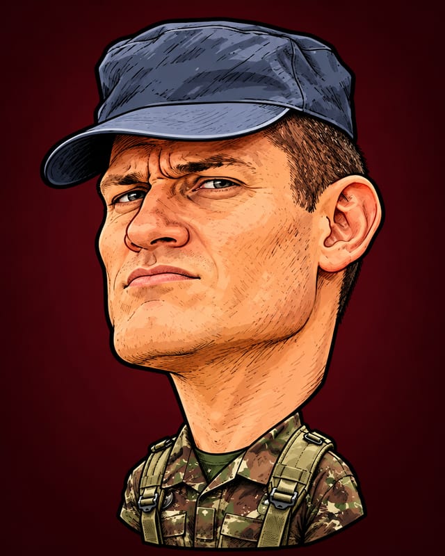 Caricatura de Guilherme Marques Almeida gerada por IA (não é fotografia)