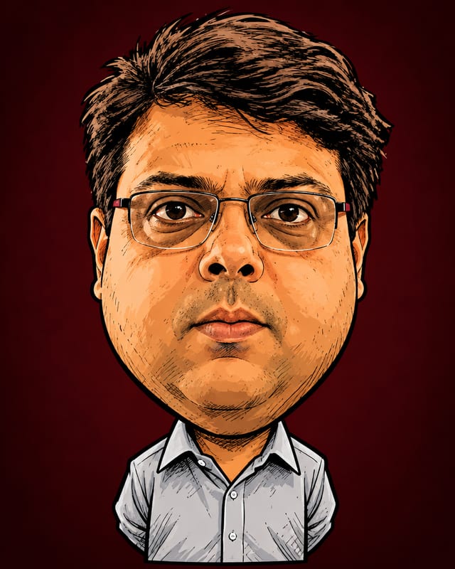 Caricatura de João Carlos de Sousa Brecha gerada por IA (não é fotografia)