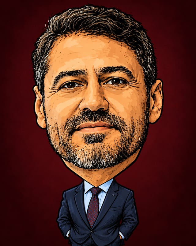 Caricatura de Júlio Cesar Vieira Gomes gerada por IA (não é fotografia)
