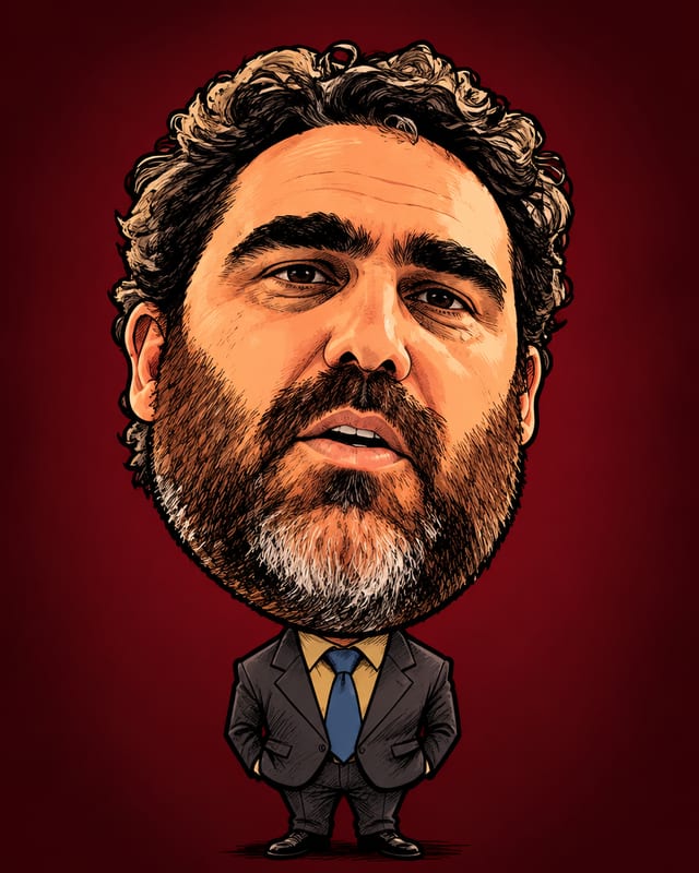 Caricatura de Márcio Nunes de Resende Júnior gerada por IA (não é fotografia)