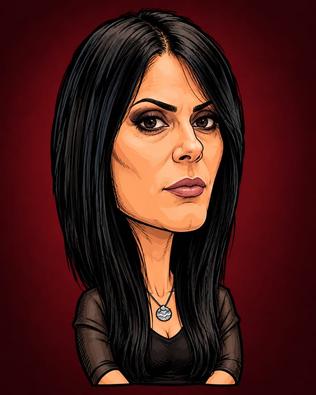 Caricatura de Marília Ferreira de Alencar gerada por IA (não é fotografia)