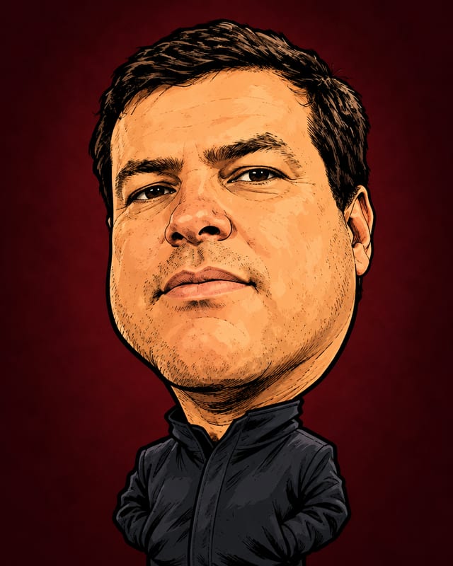 Caricatura de Ronald Ferreira de Araújo Júnior gerada por IA (não é fotografia)