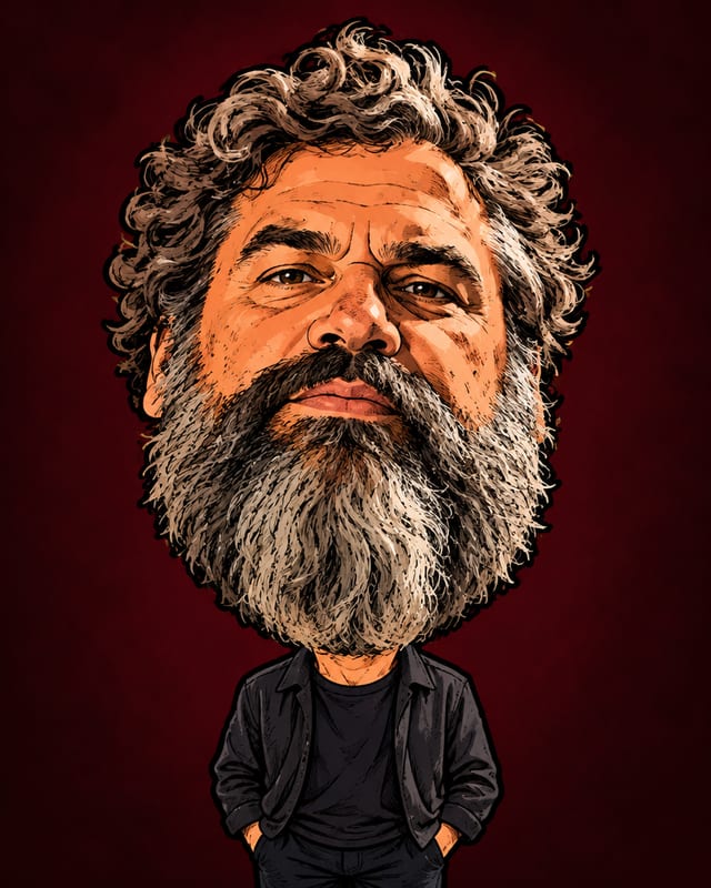 Caricatura de Sérgio Ricardo Cavaliere de Medeiros gerada por IA (não é fotografia)