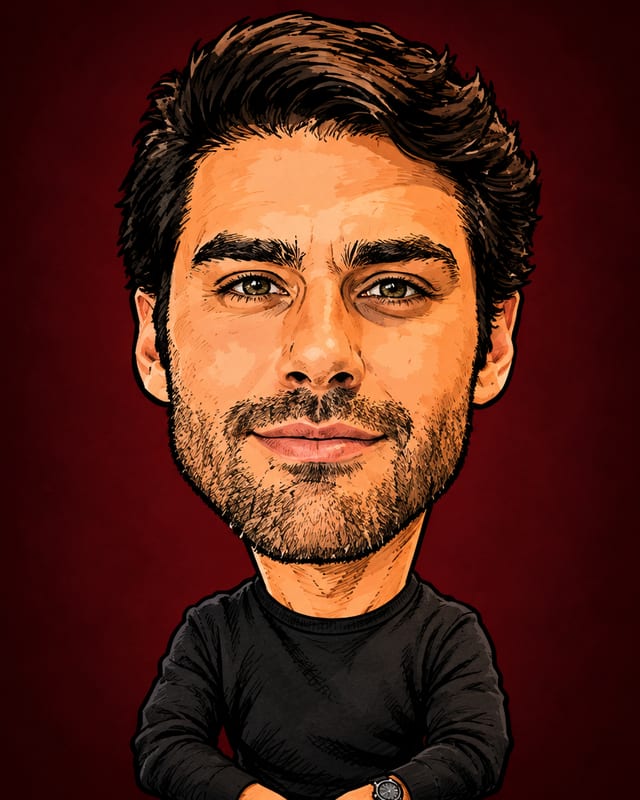 Caricatura de Thiago Miranda gerada por IA (não é fotografia)