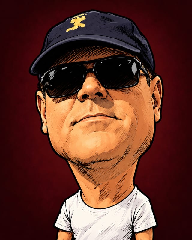 Caricatura de Jorge Luiz Fernandes gerada por IA (não é fotografia)