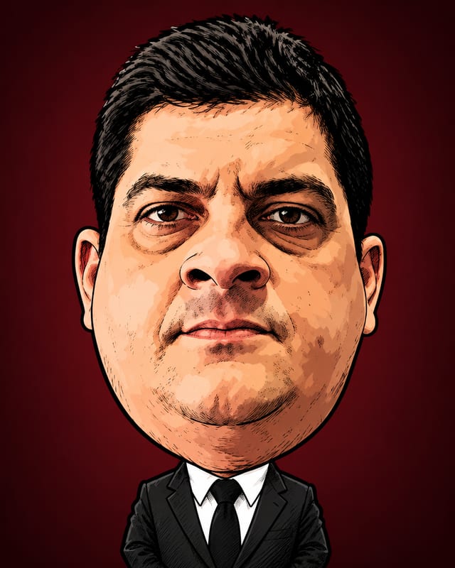 Caricatura de Marcelo Câmara gerada por IA (não é fotografia)